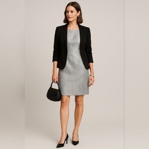 Danillo Silver Jacquard Floral Sheath Dress Sleeveless Size 12 Formal Cocktail